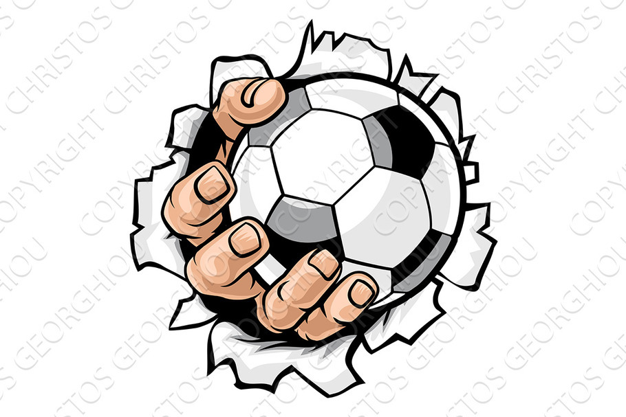 Soccer Ball Hand Tearing Background in Illustrations - product preview 8