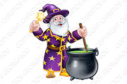 Wizard with Wand and Cauldron