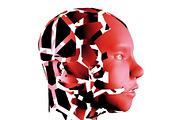 human head red abd broken on pieces 