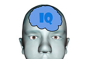 3d human head illustraiton with brai