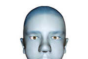3d human head illustraiton front vie