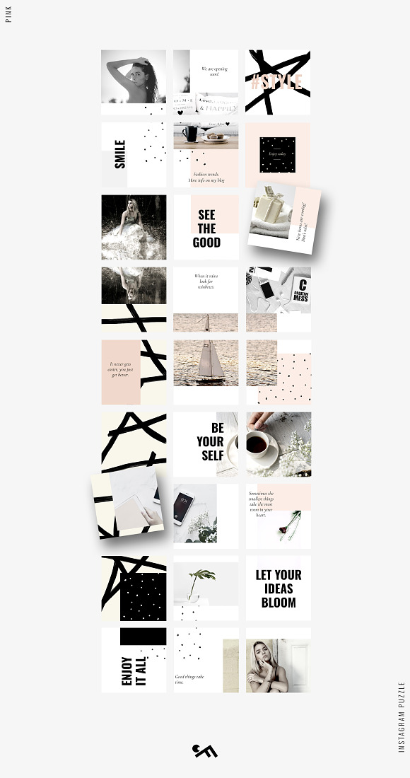 Instagram PUZZLE template - Pink in Instagram Templates - product preview 1