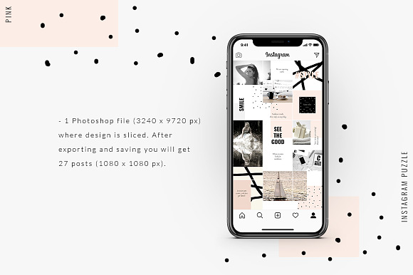 Instagram PUZZLE template - Pink in Instagram Templates - product preview 3