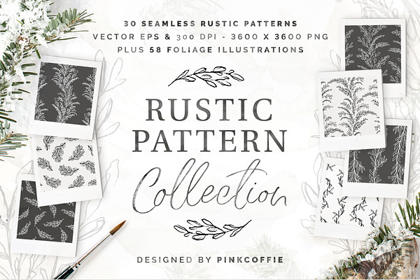Rustic Patterns +58 Illustrations