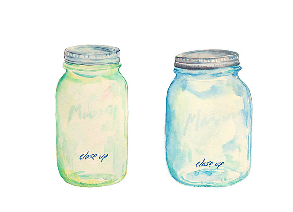 Watercolor Mason Jars Red Roses in Illustrations - product preview 2
