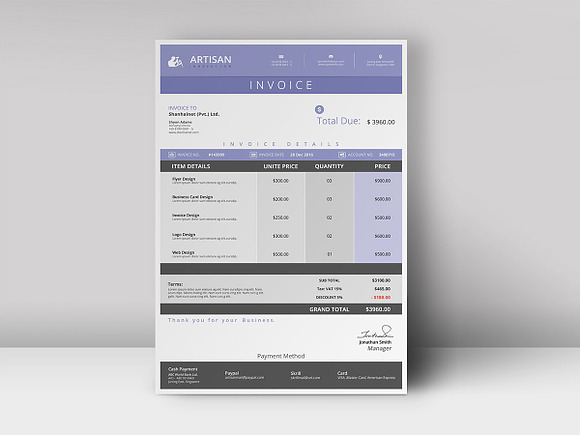 Invoice Template in Stationery Templates - product preview 4