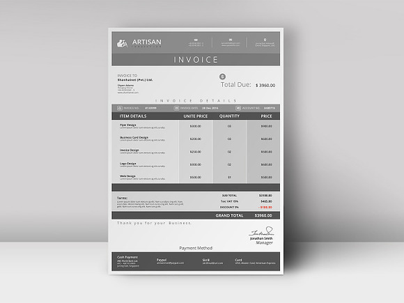 Invoice Template in Stationery Templates - product preview 5
