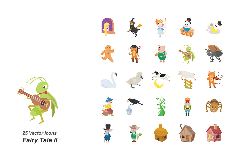 Fairy Tale II color vector icons