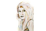 Portrait of a blonde woman drawn
