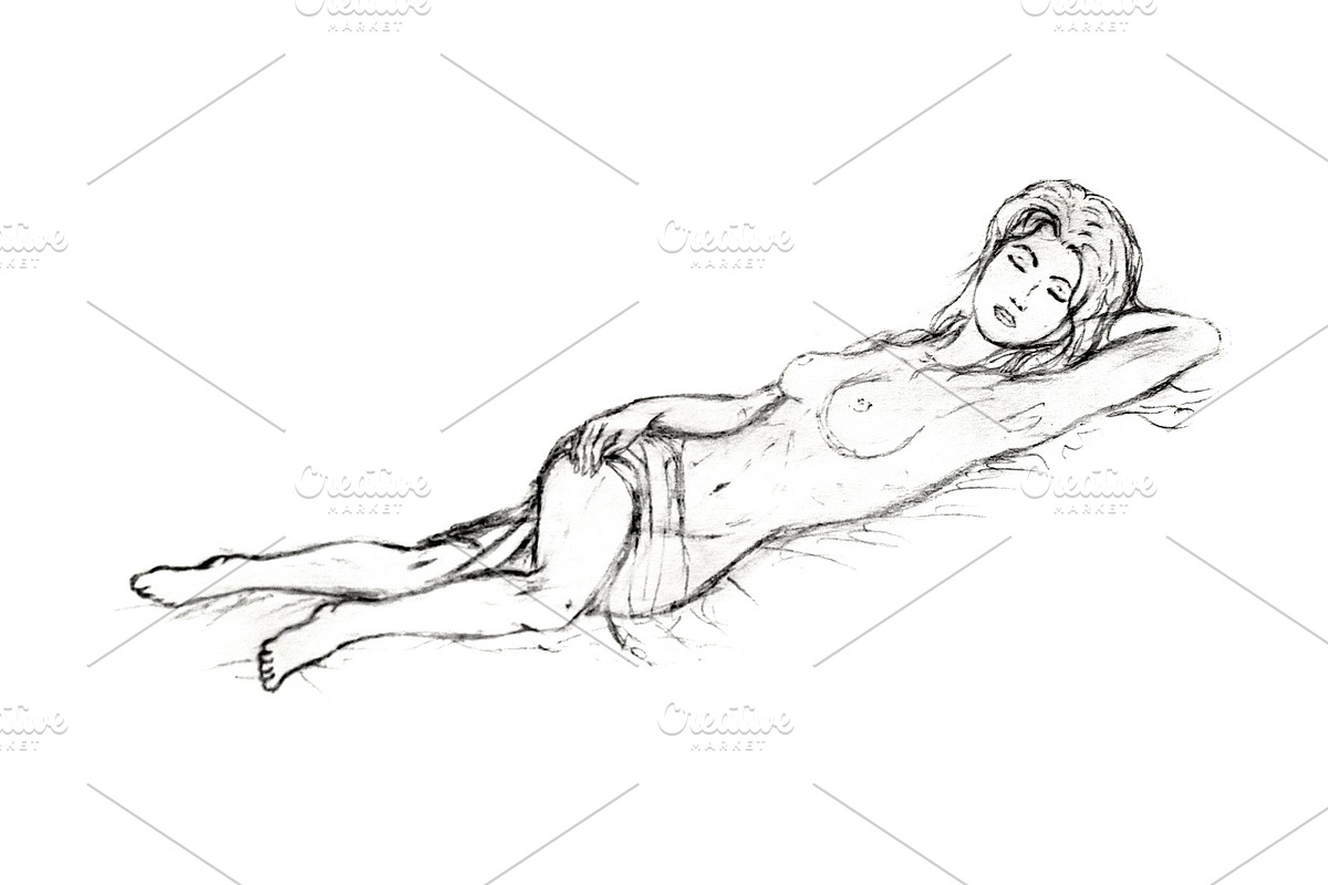 Picture of a naked woman lying in in Illustrations - product preview 8