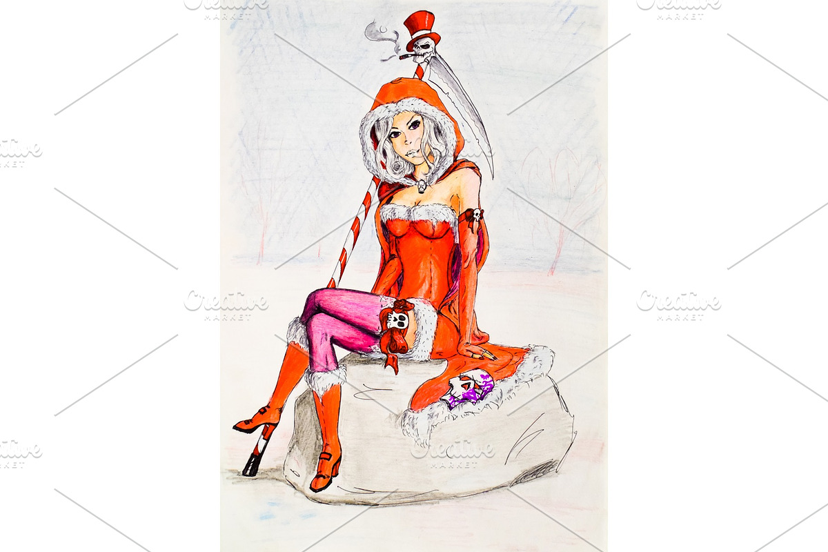Dangerous snow maiden with scythe of in Illustrations - product preview 8