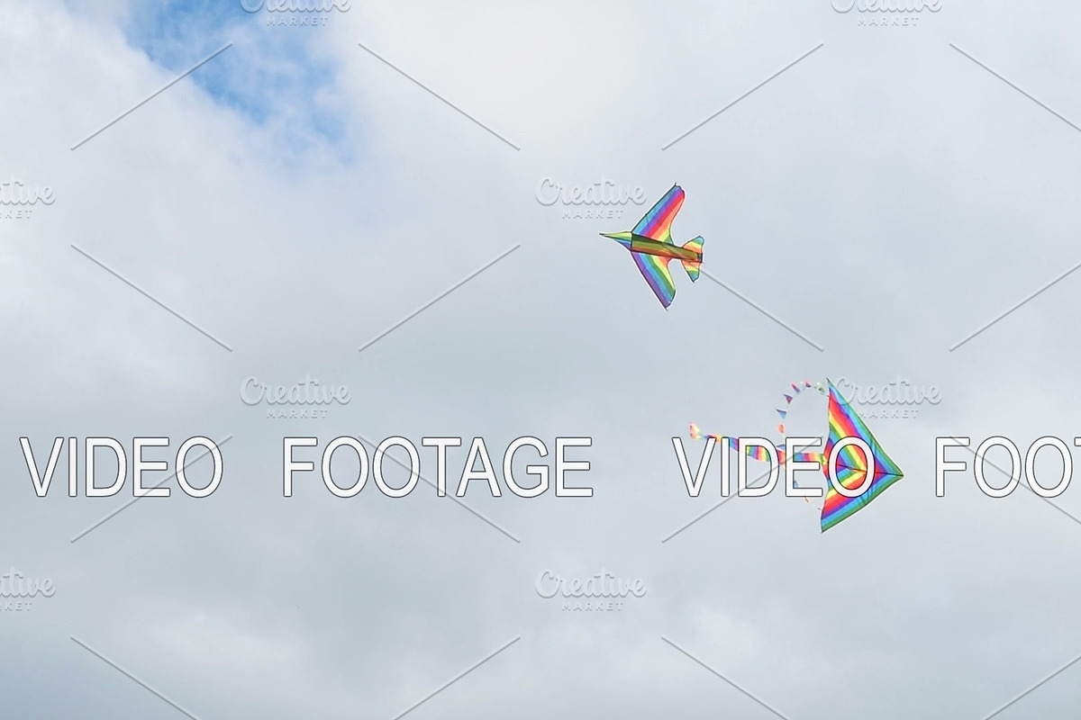 Two kites flying in cloudy sky in Graphics - product preview 8