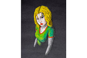 Portrait of a girl on black paper