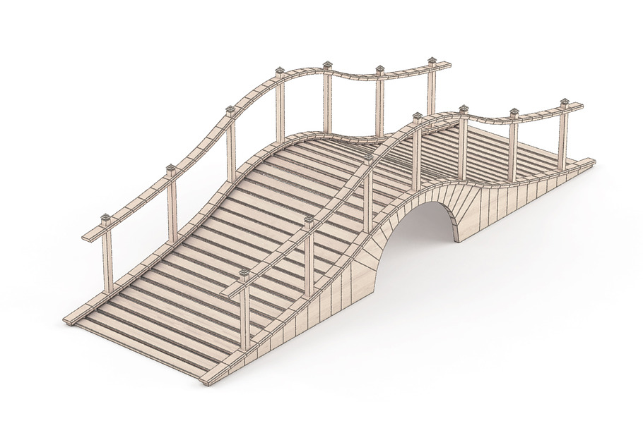 Lowpoly model wooden bridge in Architecture - product preview 5