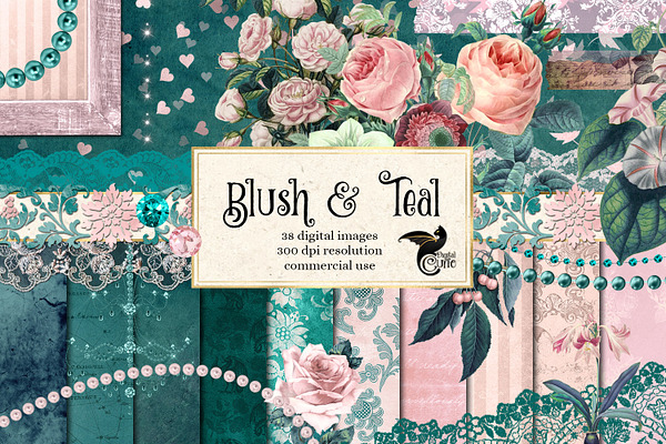 Blush and Teal Graphics Set