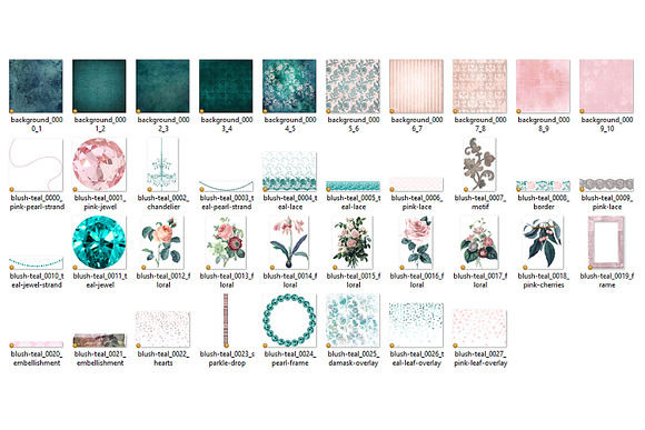 Blush and Teal Graphics Set in Illustrations - product preview 2