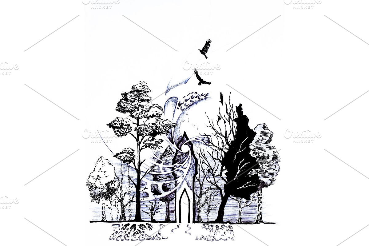 CPalace of Magic in the forest. in Illustrations - product preview 8