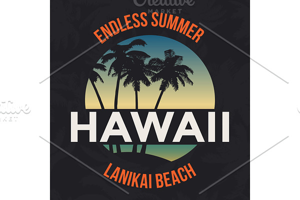 Hawaii beach tee print with palm