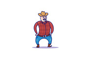 Hand Drawn Cowboy Character isolated