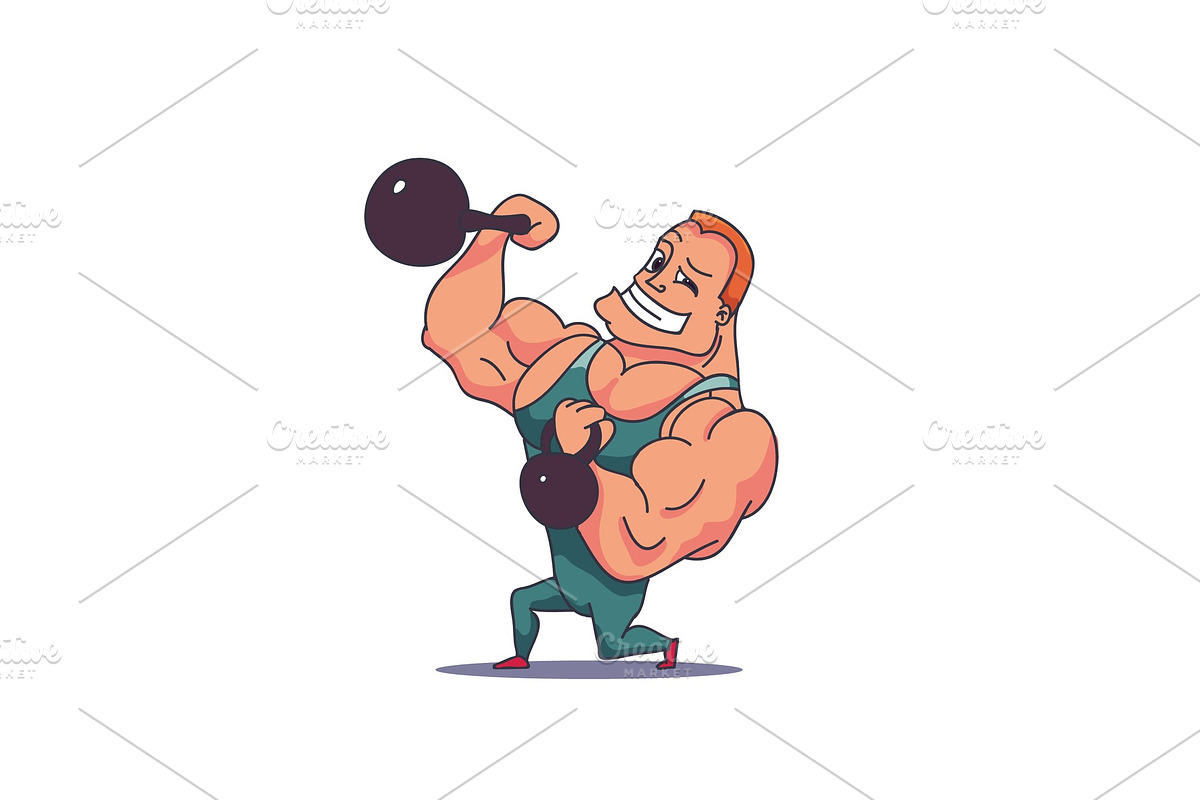 Cartoon Character Muscle man with in Illustrations - product preview 8