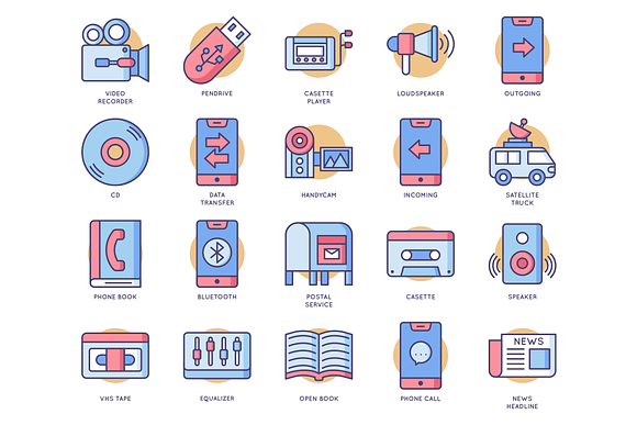 Communication & Media Round Icons in Graphics - product preview 2