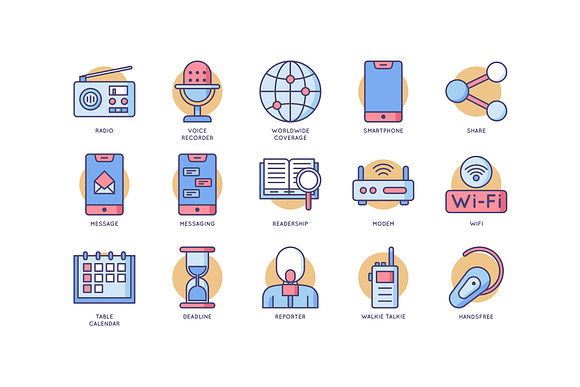 Communication & Media Round Icons in Graphics - product preview 4