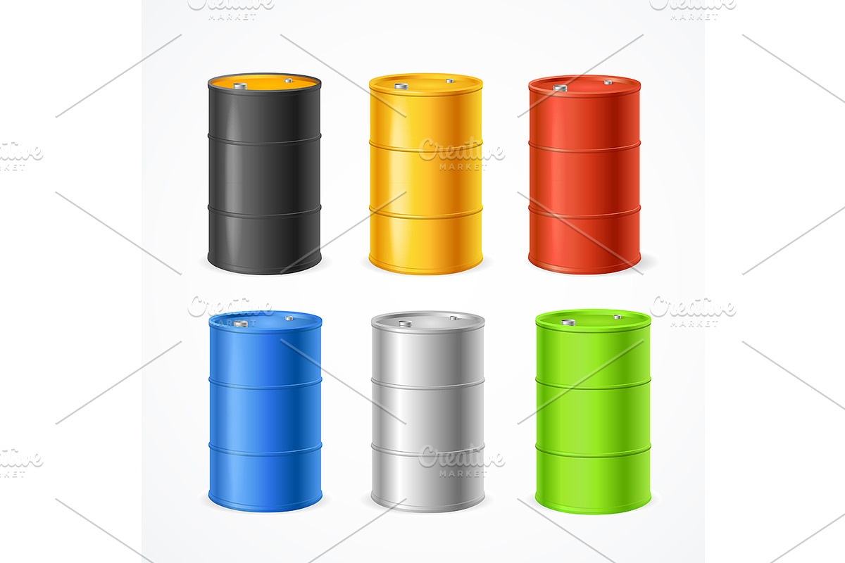 Realistic 3d Color Barrels Set. Vect in Objects - product preview 8