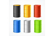 Realistic 3d Color Barrels Set. Vect