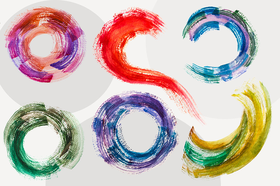 Set of 12 Watercolor Strokes in Illustrations - product preview 8
