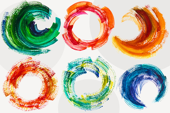 Set of 12 Watercolor Strokes in Illustrations - product preview 1