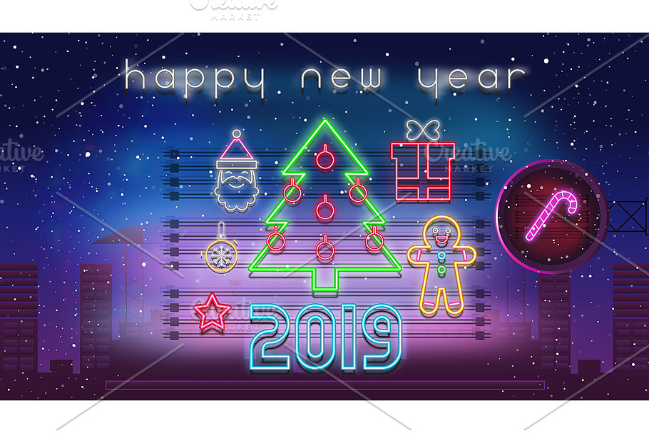 Neon Design Happy New Year in Illustrations - product preview 8
