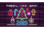 Neon Design Happy New Year Card