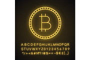 Bitcoin neon light icon