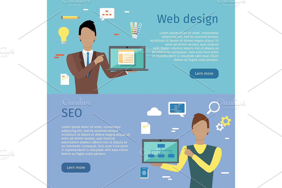 Web Design, SEO Vector Web Banners in Illustrations - product preview 8