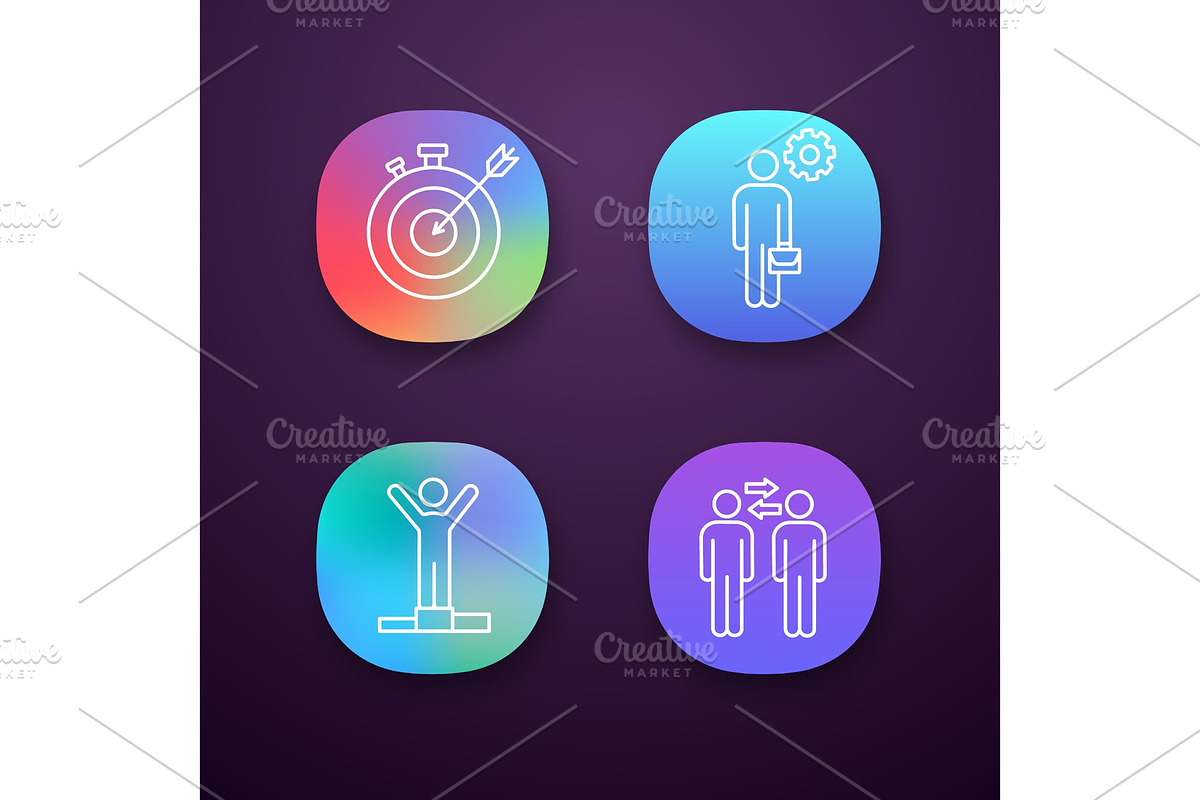 Business management app icons set in Icons - product preview 8