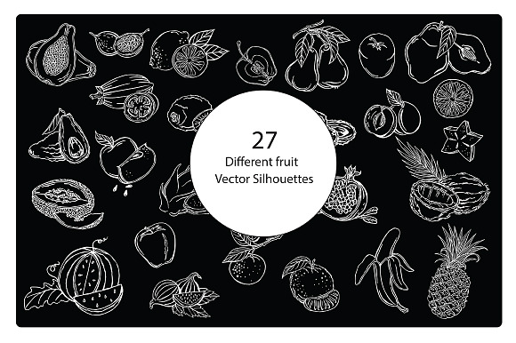 Silhouettes of various fruits in Illustrations - product preview 2