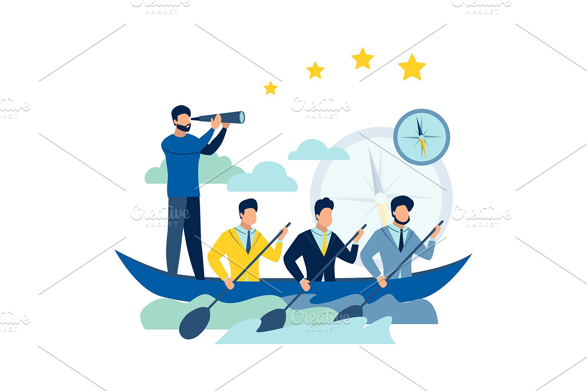 Team work on boat illustration in Illustrations - product preview 8