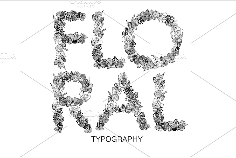 floral typeface vector in Illustrations - product preview 8