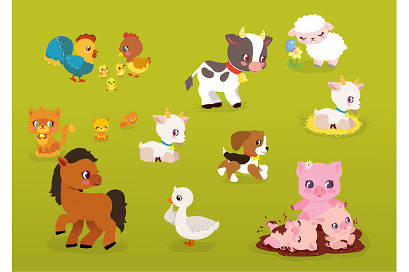 Baby Farm Animals PNG Clipart in Illustrations - product preview 1