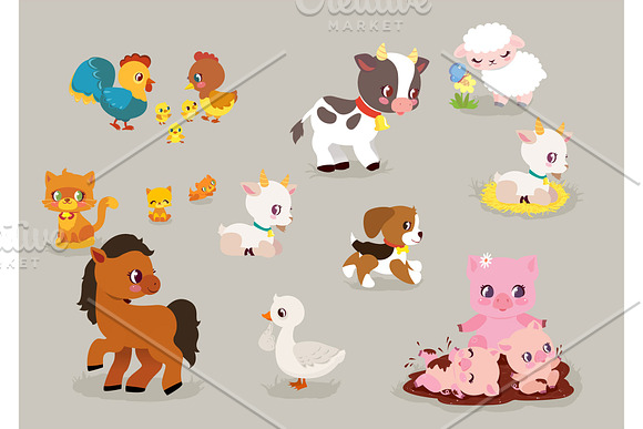 Baby Farm Animals PNG Clipart in Illustrations - product preview 3