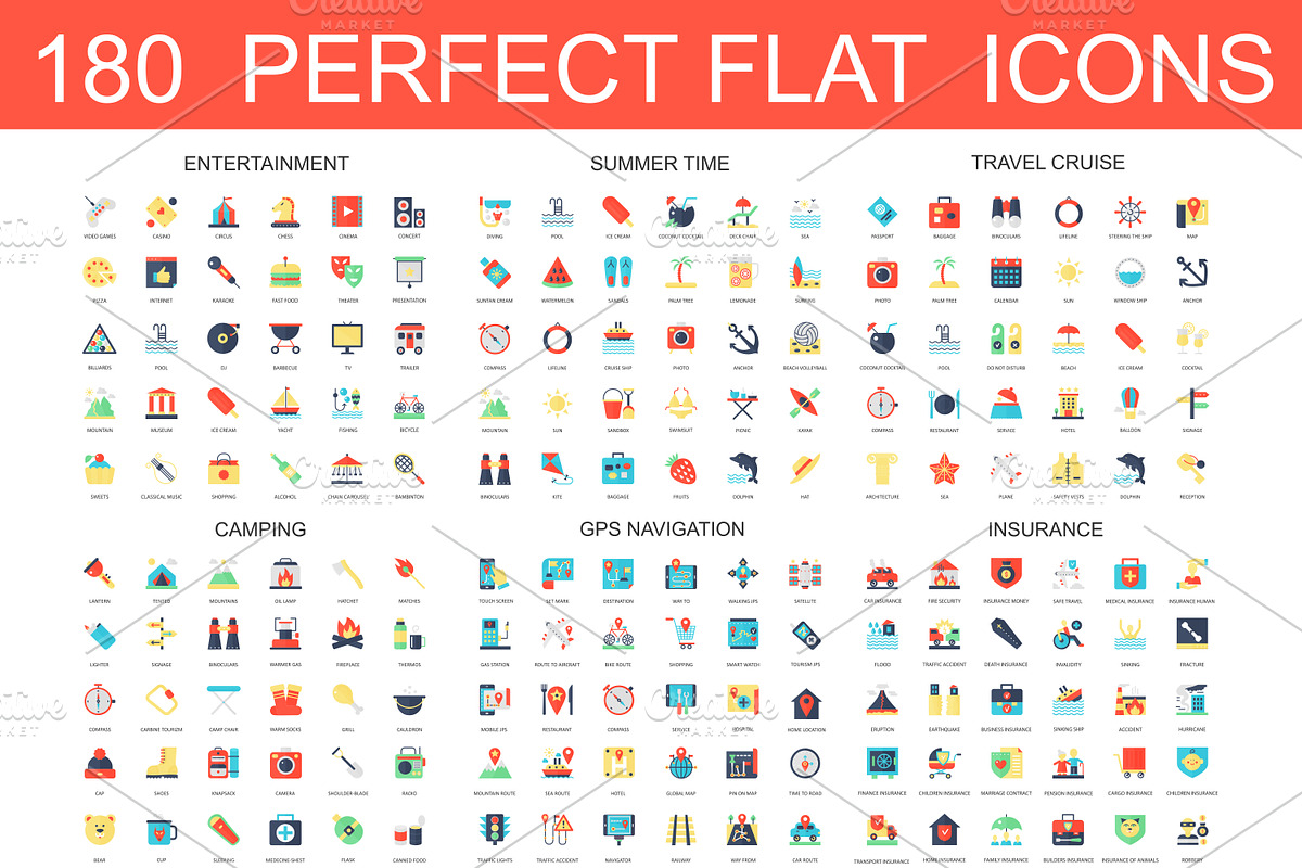 180 flat classic icons in Navigation Icons - product preview 8