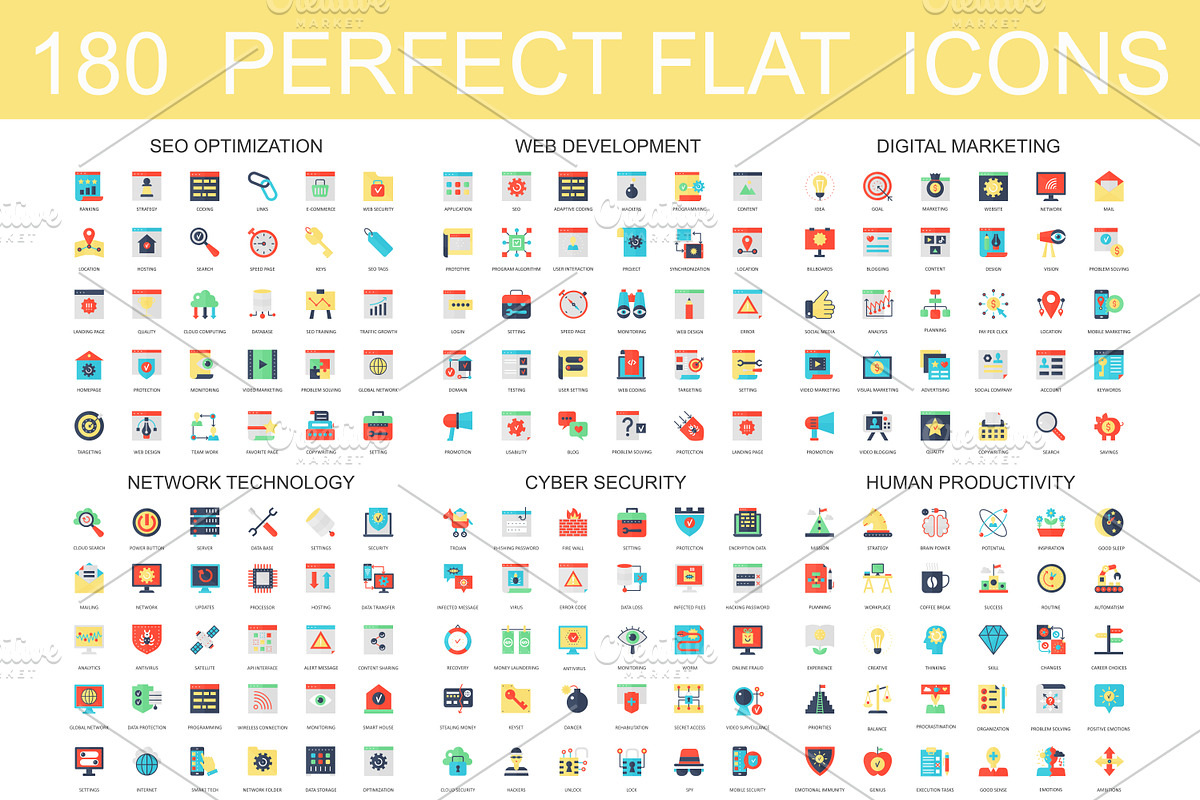 180 flat classic icons in Technology Icons - product preview 8