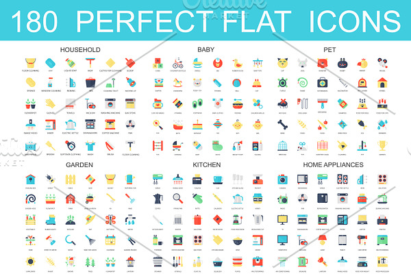 180 flat classic icons