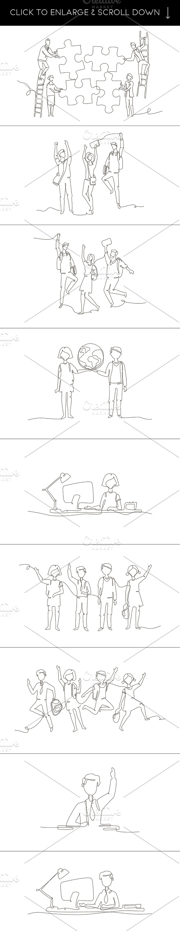 Big Bundle of one line illustrations in Illustrations - product preview 7