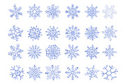 set of vector ice snowflakes blue fl