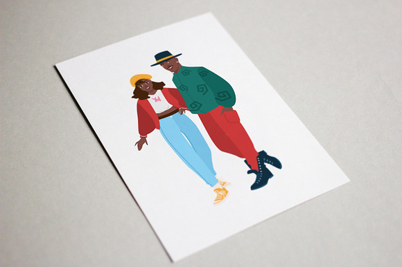 Trendy set of people of the 1980's in Illustrations - product preview 2
