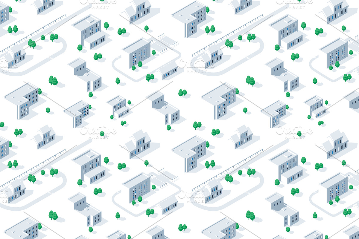 Isometric city map pattern, Vector in Illustrations - product preview 8