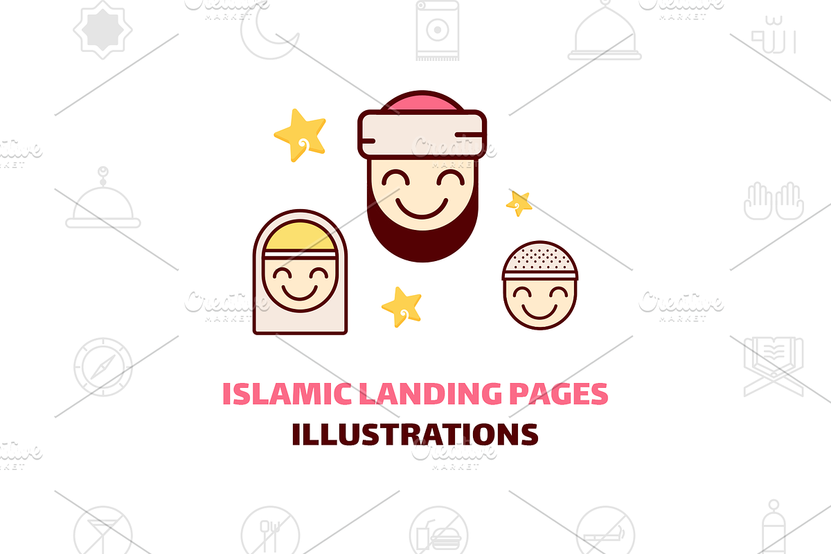 Islamic landing page illustration in App Templates - product preview 8