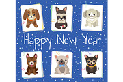 Happy New Year Pets Poster Vector