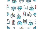 Christmas Pattern Blue Colors Vector